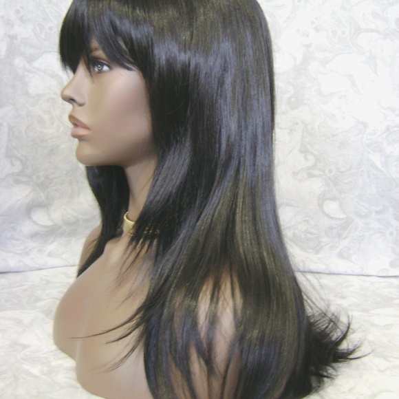 COPY - Long Straight Brown/Black Wig with Bangs main image 7
